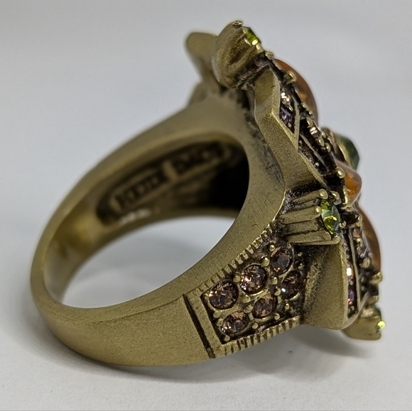 Heidi Daus Amber Ring Multi Stone Crystal Flower Statement  Size 7 1/2 - Picture 8 of 10